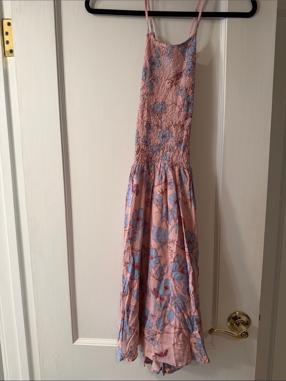 Kimchi Blue Pink Floral Mini Dress with Blue Accents